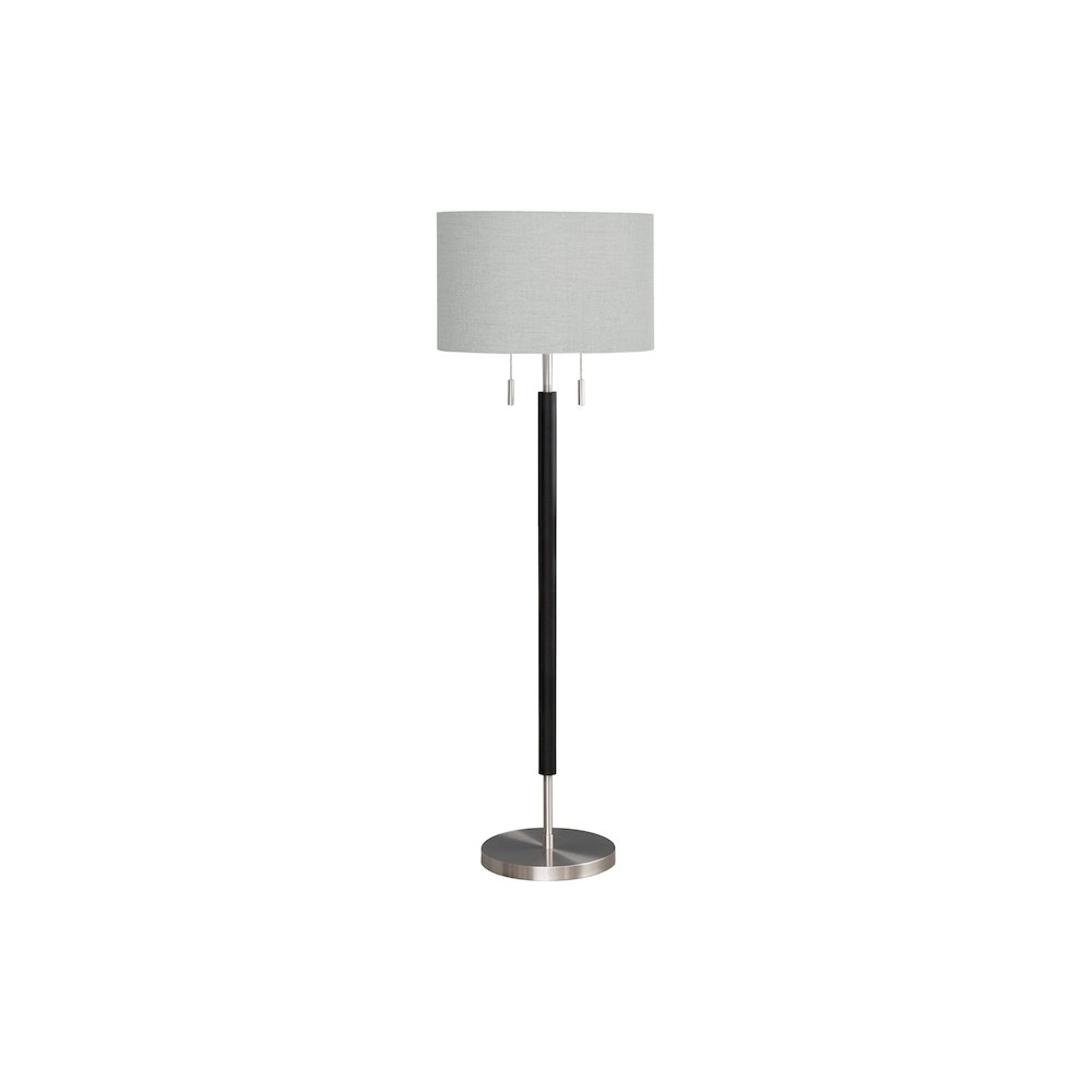 Janella - Lighting 60"H Floor Lamp Nickel Metal Grey Shade Contemporary