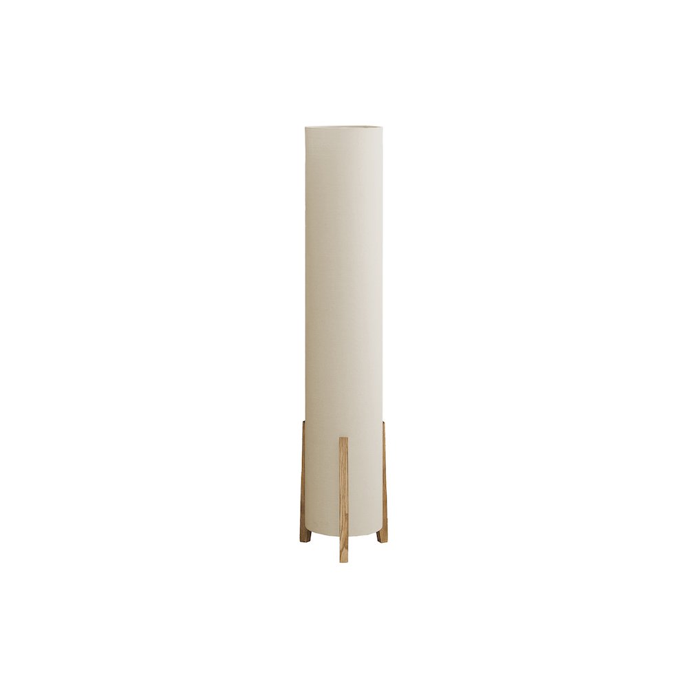 Lorand - Lighting 50"H Floor Lamp Brown Wood Look Ivory / Cream