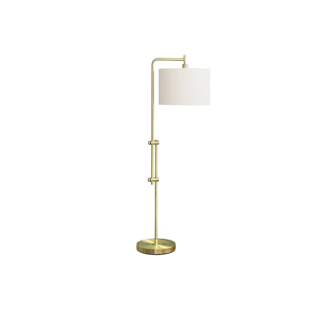 Hemera - Lighting 63"H Floor Lamp Brass Metal Ivory / Cream Shade