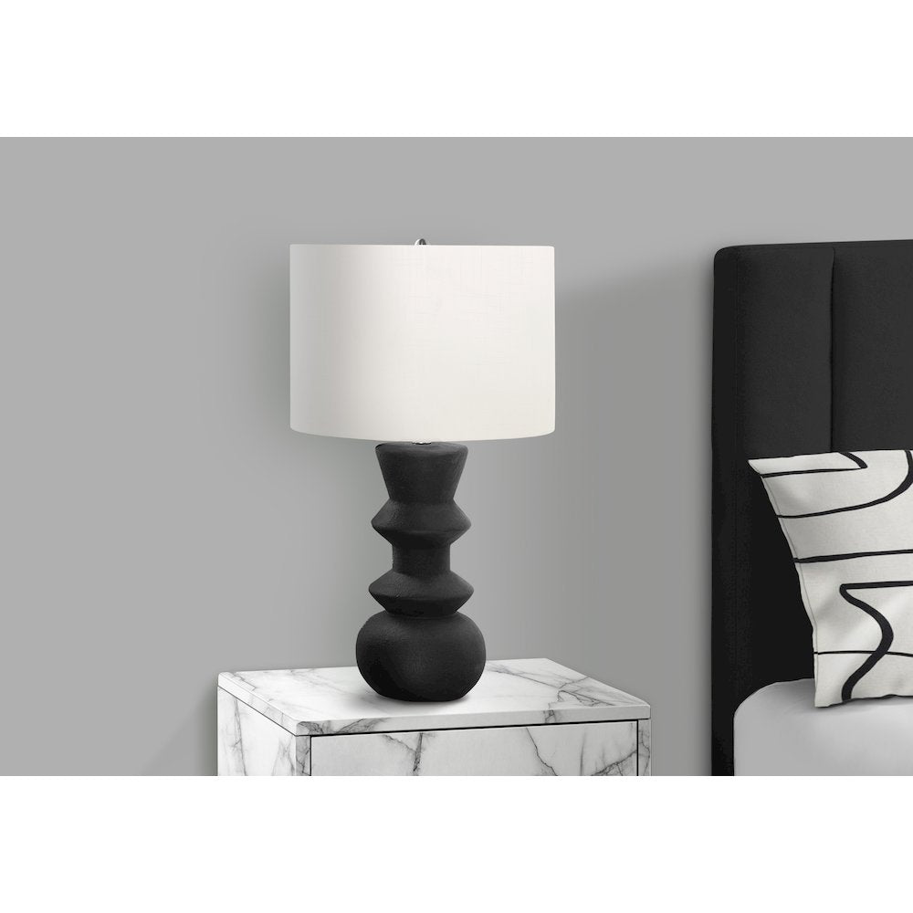 Revelin - Lighting 26"H Table Lamp Black Ceramic Ivory / Cream Shade