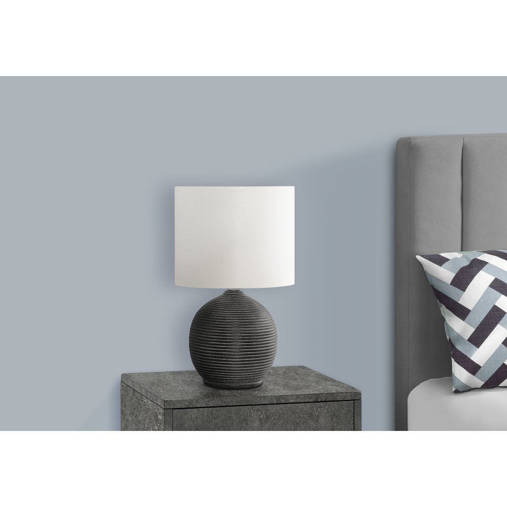 Bishop - Lighting 16"H Table Lamp Black Resin Ivory / Cream Shade
