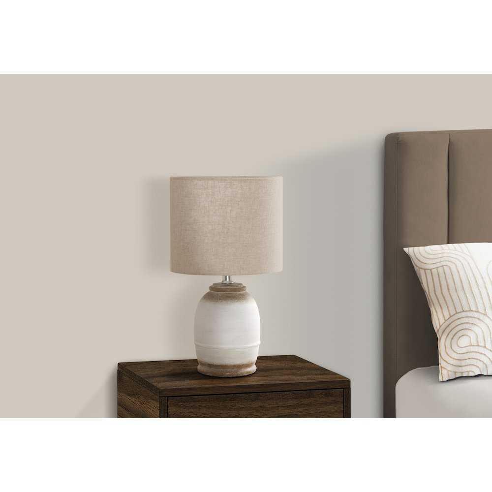 Dalair - Lighting 16"H Table Lamp Cream Resin Beige Shade Contemporary