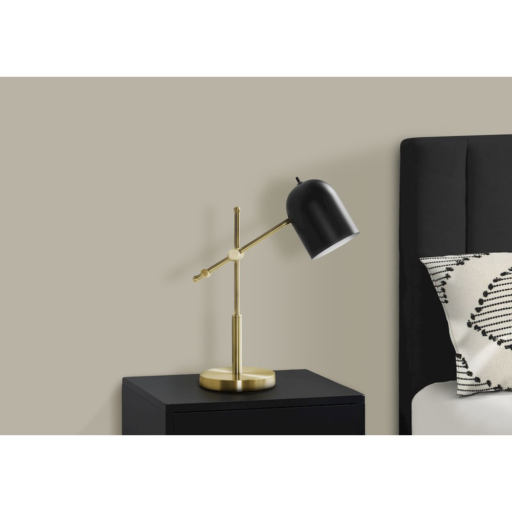 Augusta - Lighting 18"H Table Lamp Brass Metal Black Shade Contemporary