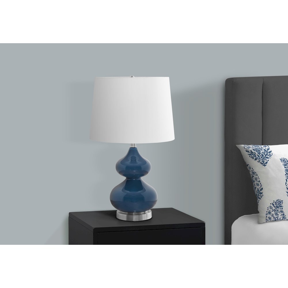 Grayson - Lighting 24"H Table Lamp Blue Glass Ivory / Cream Shade