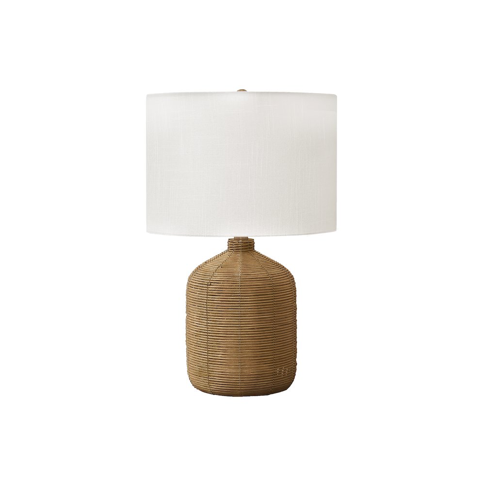 Acantha - Lighting 23"H Table Lamp Brown Rattan Beige Shade Modern