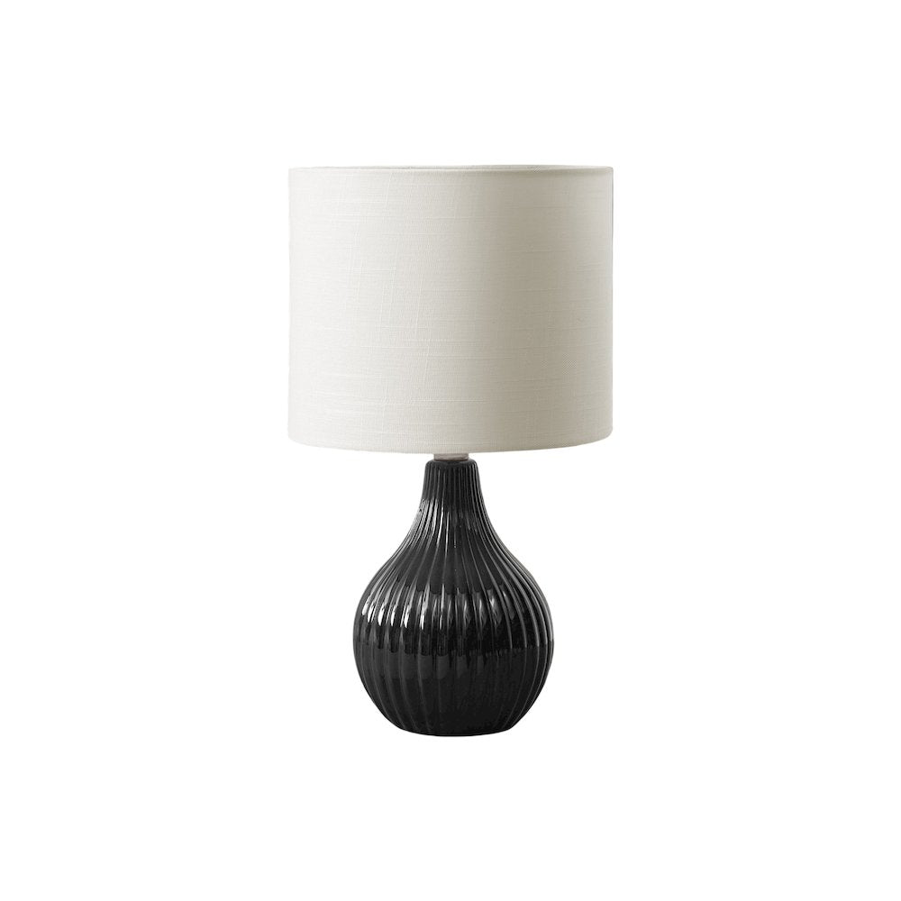 Erla - Lighting 17"H Table Lamp Black Ceramic Ivory / Cream Shade