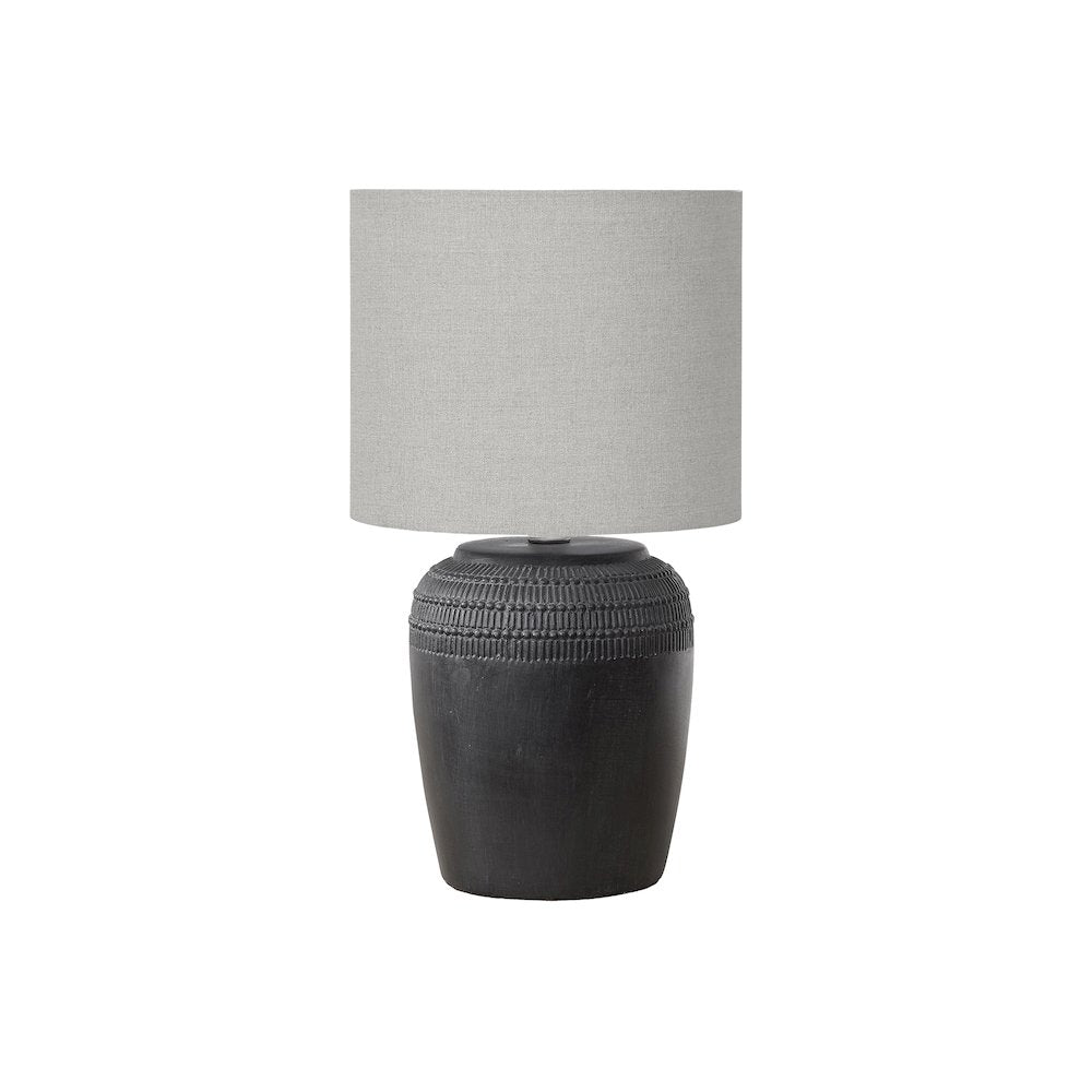 Mendel - Lighting 17"H Table Lamp Black Ceramic Grey Shade Contemporary