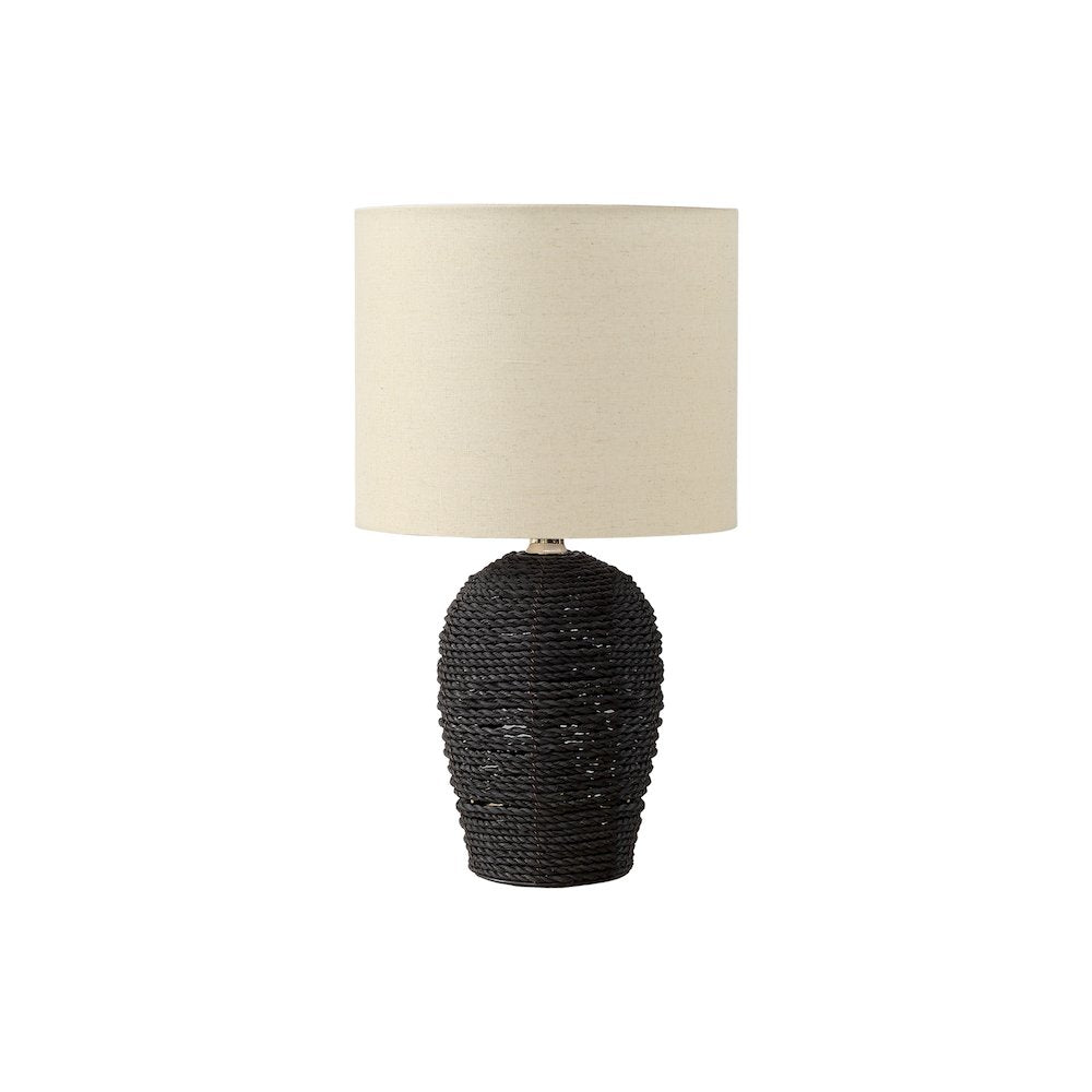 Luis - Lighting 17"H Table Lamp Black Rattan Beige Shade Transitional