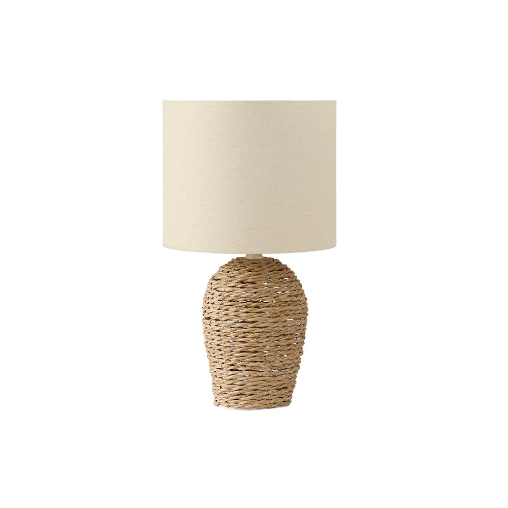 Robista - Lighting 17"H Table Lamp Natural Rattan Beige Shade Transitional