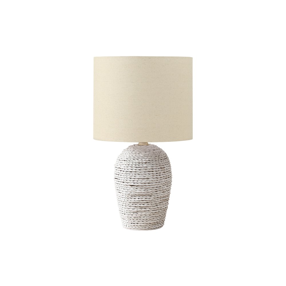 Bandung - Lighting 17"H Table Lamp White Rattan Beige Shade Transitional