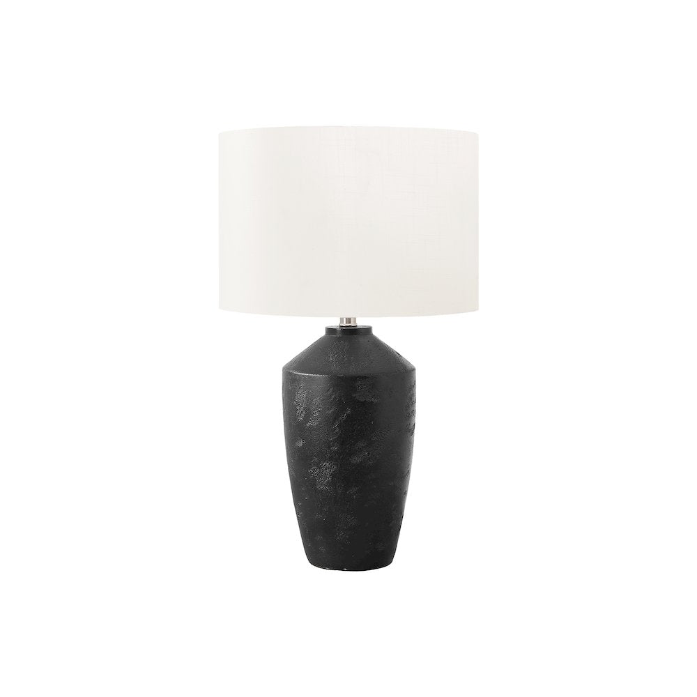 Asgart - Lighting 25"H Table Lamp Black Concrete Ivory / Cream Shade