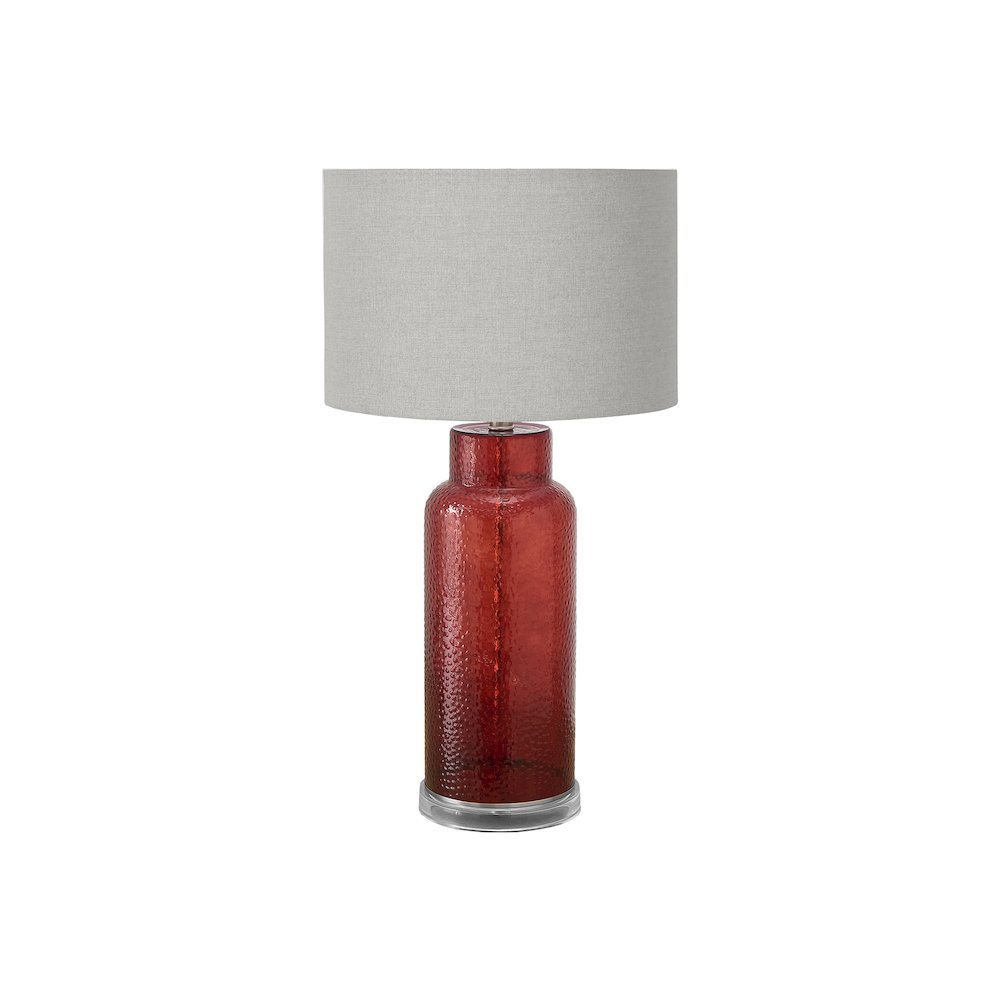 Mallison - Lighting 28"H Table Lamp Red Glass Grey Shade Contemporary Modern