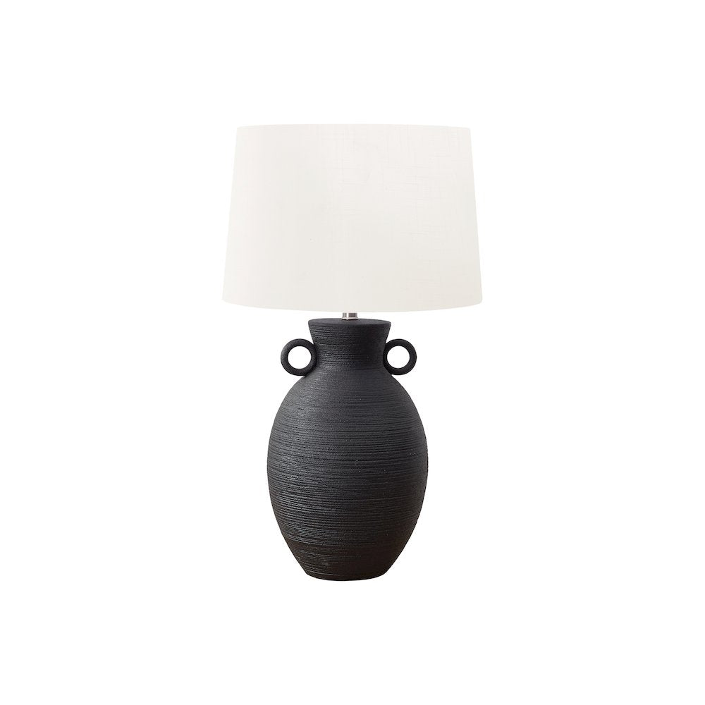 Cady - Lighting 30"H Table Lamp Black Ceramic Ivory / Cream Shade