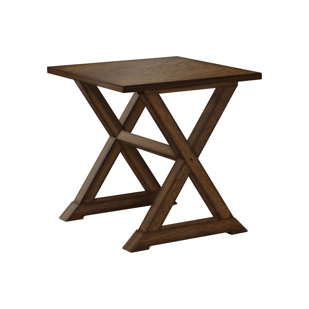 Leanora - Accent Table End Side Table Square Nightstand Bedroom Lamp Brown