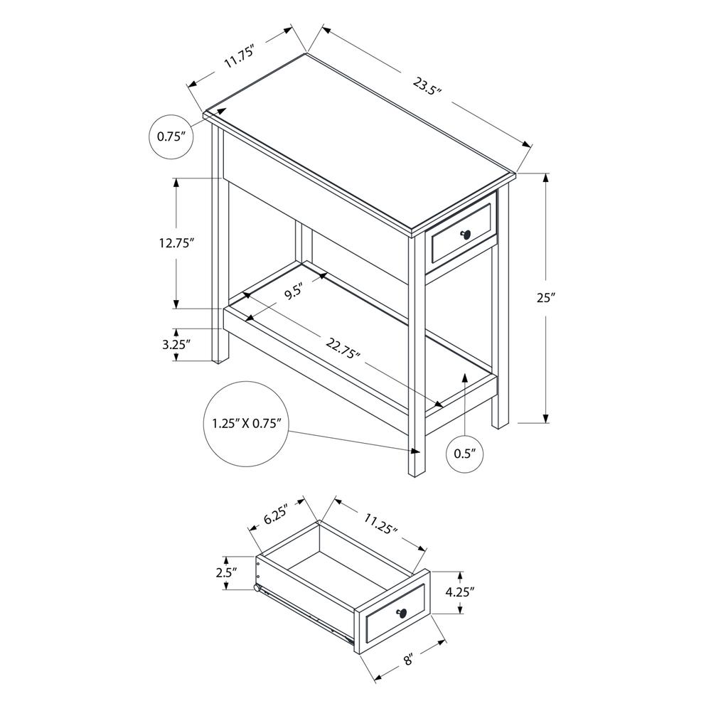 Alard - Accent Table 2 Tier End Side Table Narrow Nightstand Bedroom