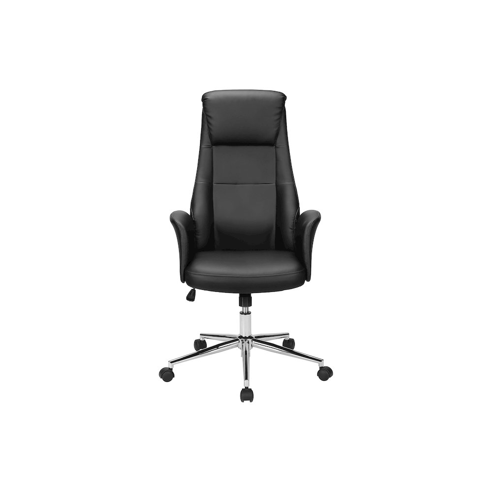 Elodia - Office Chair Adjustable Height Ergonomic Swivel Armrests Work Black Leather