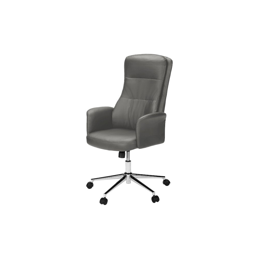 Miela - Office Chair Swivel Adjustable Height Armrests Ergonomic Work Grey Leather