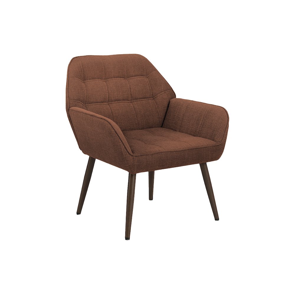 Decker - Accent Chair 29"H Upholstered Living Room Rust Fabric Walnut Metal