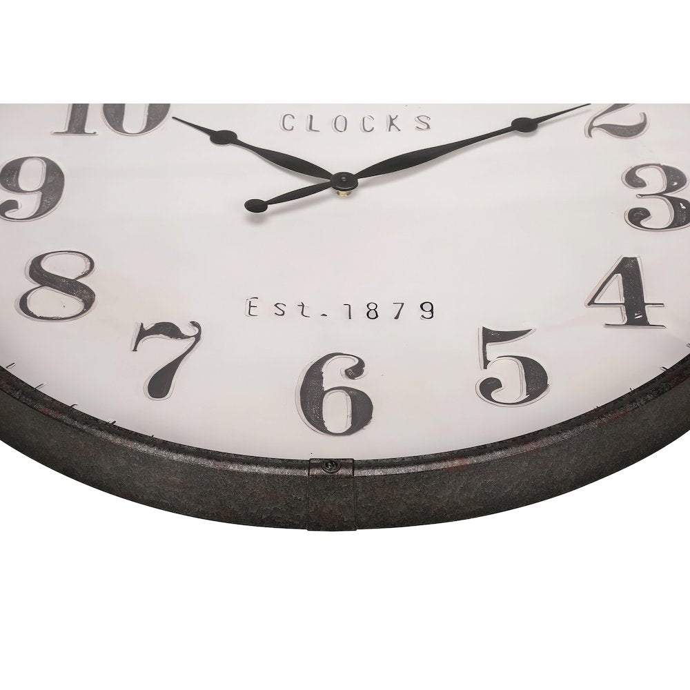 Belisma - Clocks 30" Round Large Oversized Wall Clock Brown Transitional