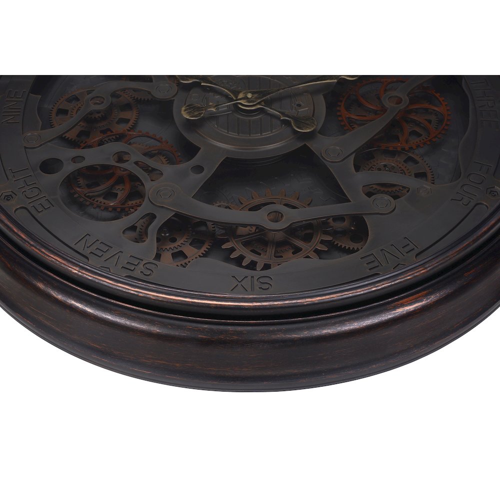 Bastian - Clocks 30" Round Gear Mechanism Large Oversized Wall Clock Black