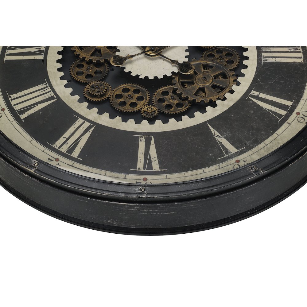 Cianna - Clocks 30" Round Gear Mechanism Large Oversized Wall Clock Brown