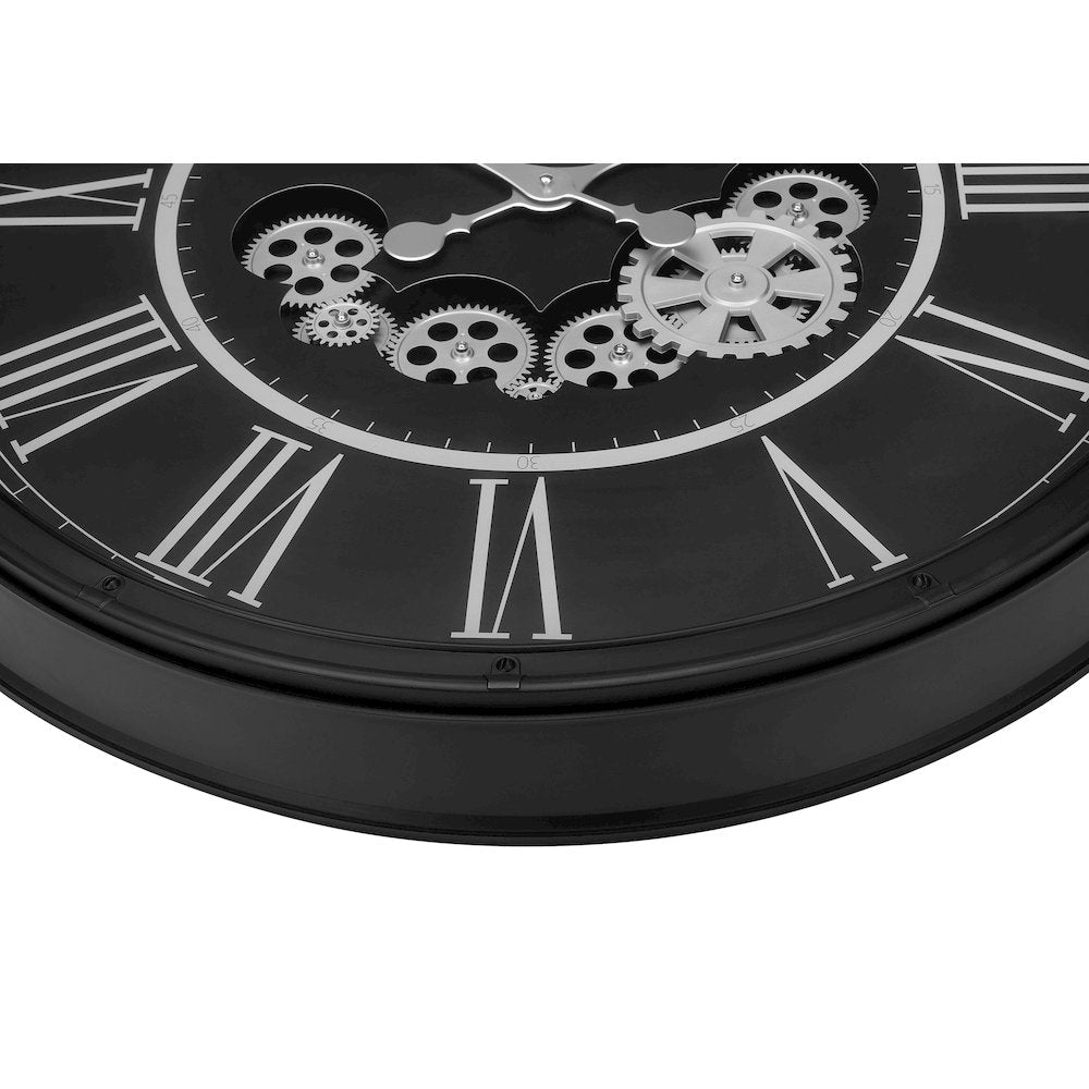Dayana - Clocks 30" Round Gear Mechanism Large Oversized Wall Clock Black