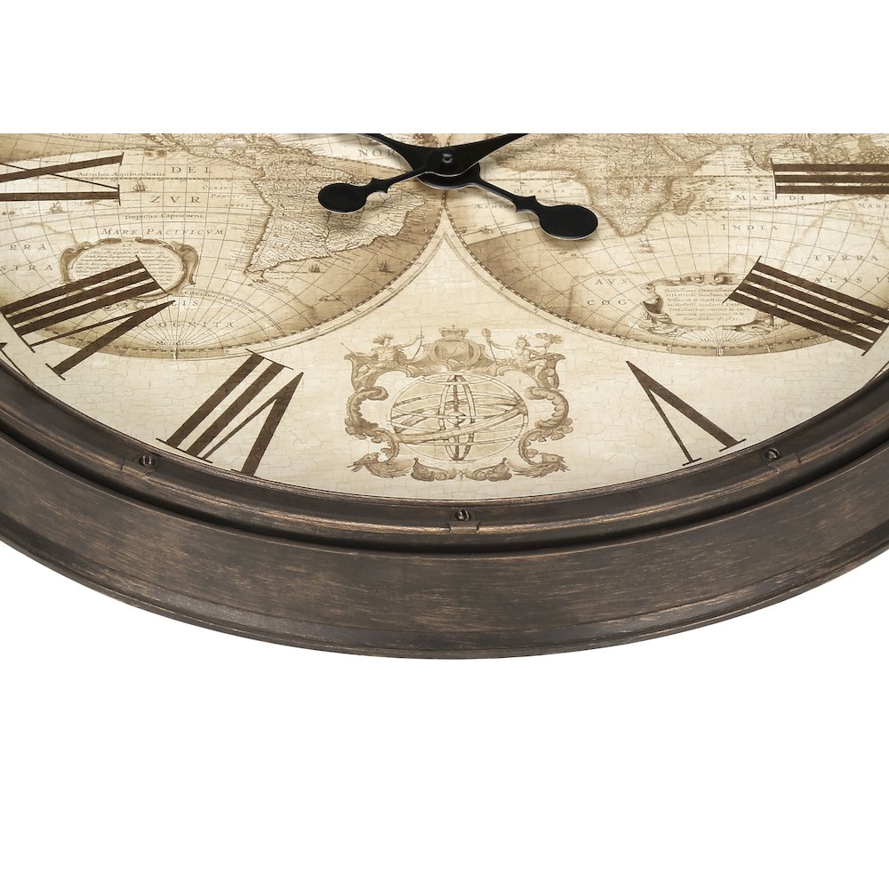 Iara - Clocks 20" Round Wall Clock Antique Brown Transitional