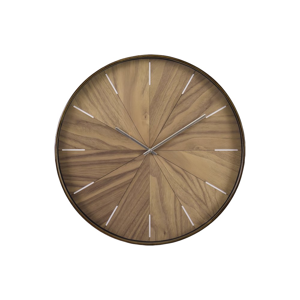 Adrena - Clocks 20" Round Wall Clock Light Brown Face Brown Frame