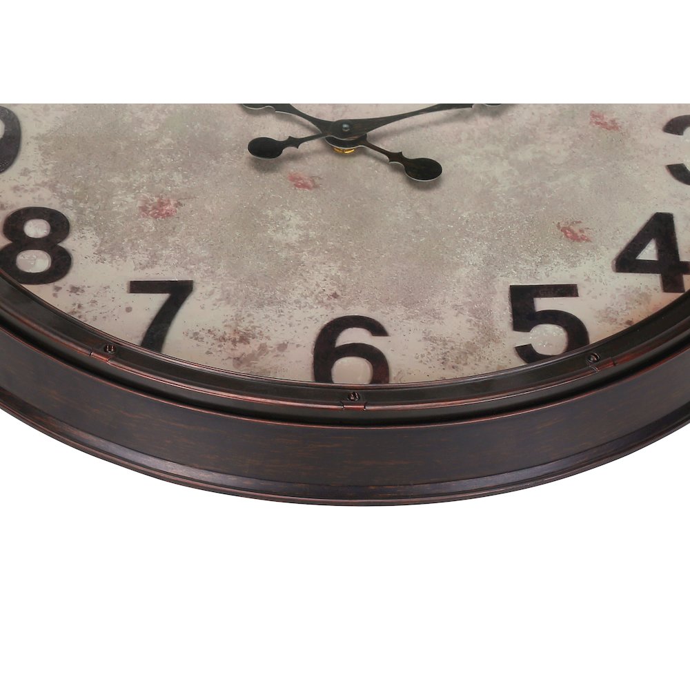 Porsha - Clocks 20" Round Wall Clock Antique Brown Transitional