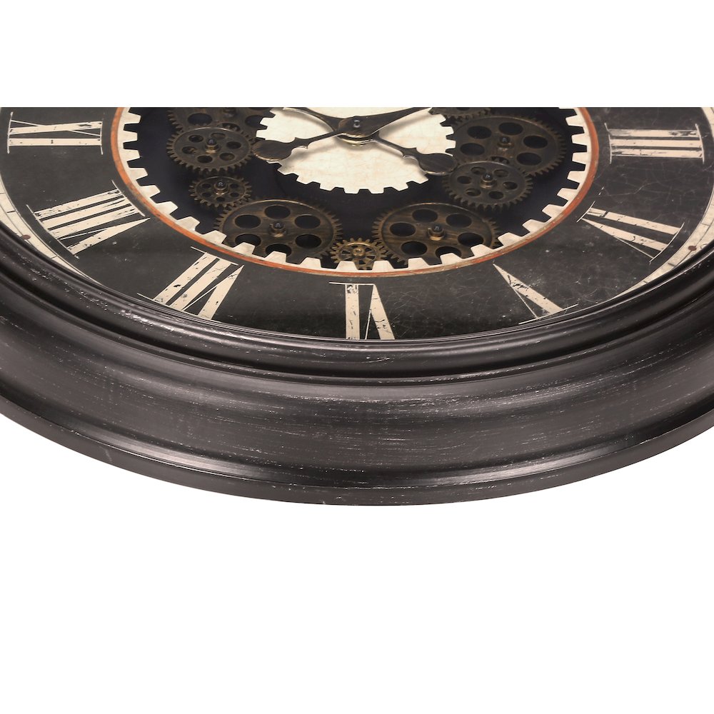 Richardson - Clocks 23" Round Gear Mechanism Wall Clock Brown Transitional