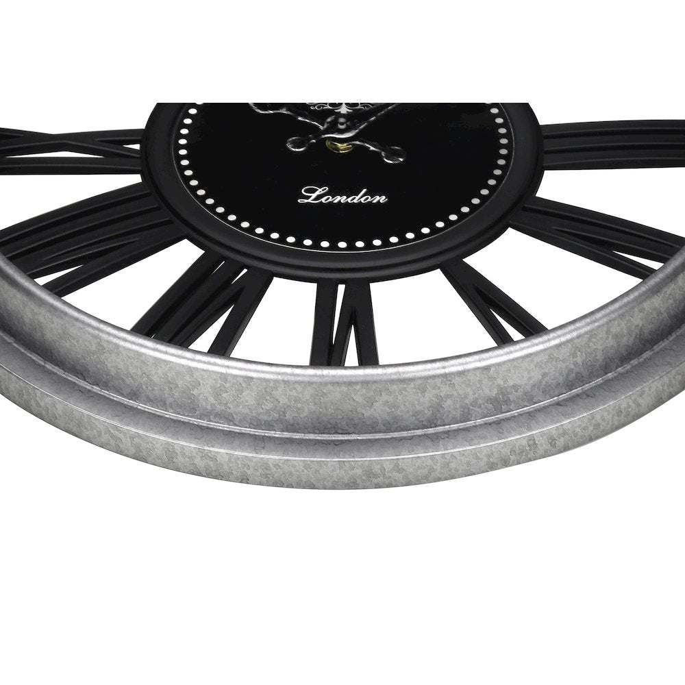 Joana - Clocks 16" Round Wall Clock Silver Black Transitional