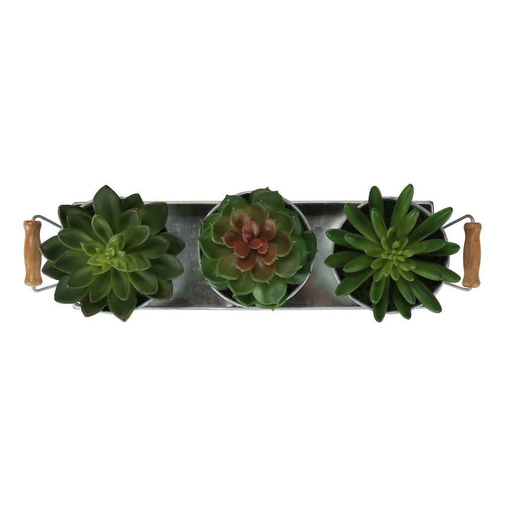Nairi - Artificial Plant Set Of 3 6" Tall Succulent Table Silver