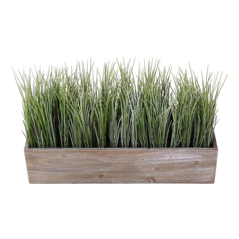 Putri - Artificial Plant 12" Tall Grass Table Brown Wood Pot Contemporary