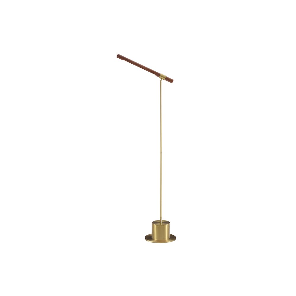 Davida - Lighting 65"H Floor Lamp Brass Metal Wood Shade Contemporary