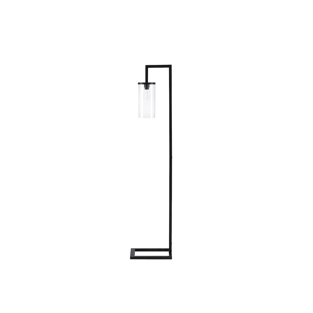 Abella - Lighting 68"H Floor Lamp Black Metal Glass Shade Contemporary