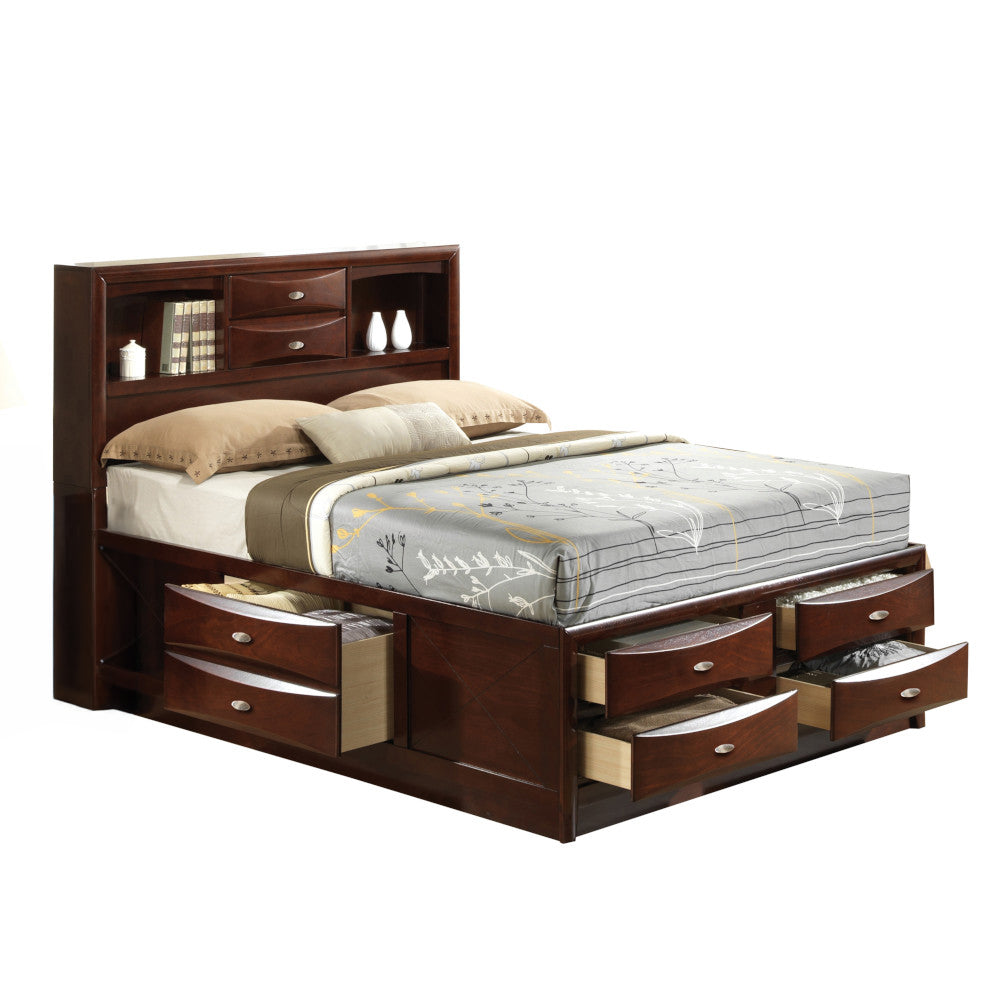 Roop Ireland Dark Espresso Wood Eastern King Bed – Panel Style with Underbed Storage