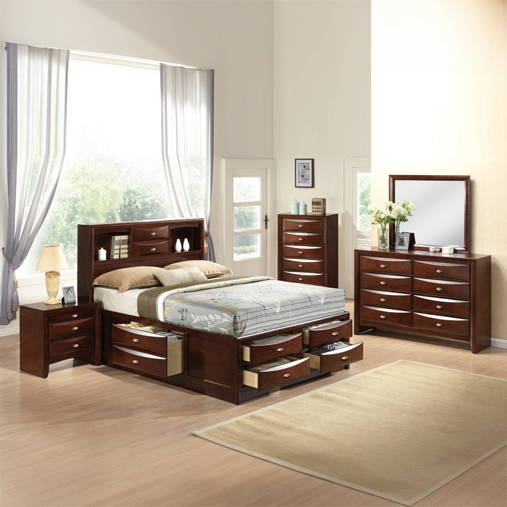 Roop Ireland Dark Espresso Wood Eastern King Bed – Panel Style with Underbed Storage