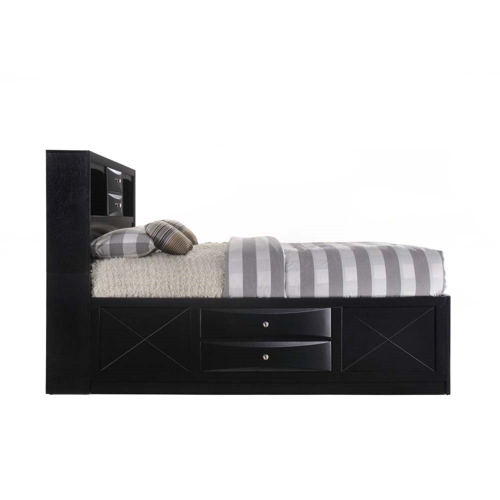Daisy Ireland Queen Size Wooden Bed – Modern Sleigh Design with Storage Drawers