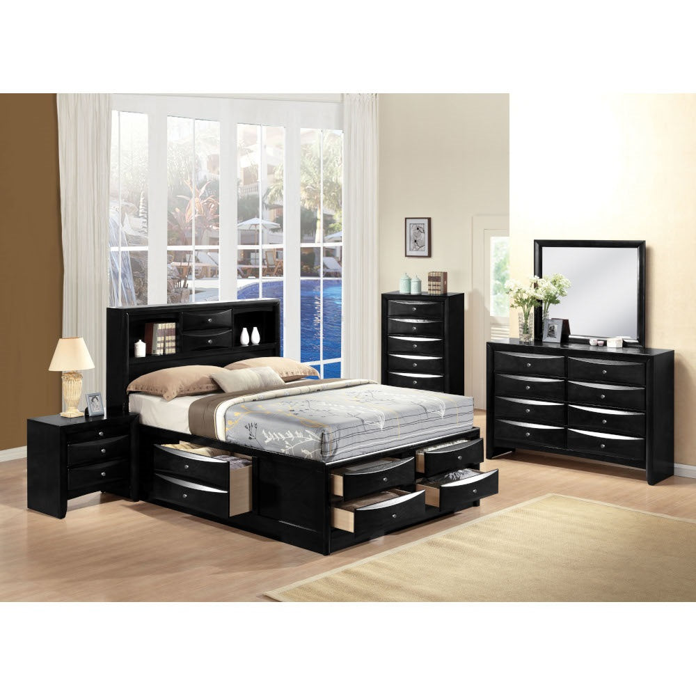 Daisy Ireland Queen Size Wooden Bed – Modern Sleigh Design with Storage Drawers