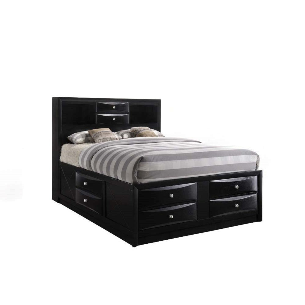 Troy Ireland Collection Full Storage Bed Black – Contemporary Platform with 8 Drawers