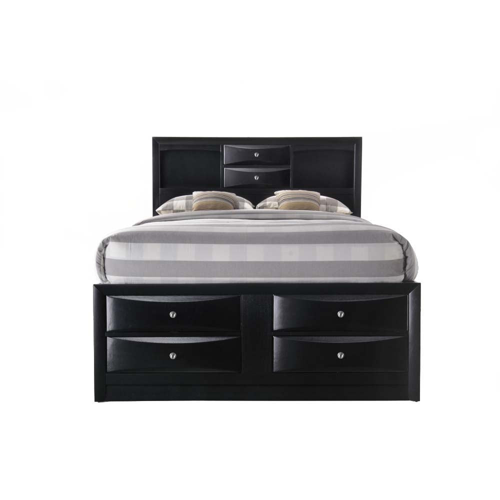 Troy Ireland Collection Full Storage Bed Black – Contemporary Platform with 8 Drawers