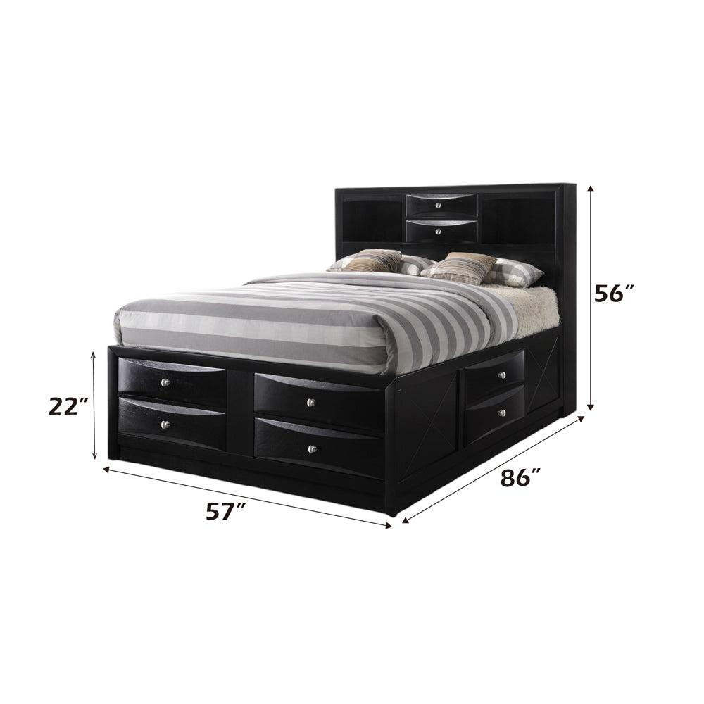 Troy Ireland Collection Full Storage Bed Black – Contemporary Platform with 8 Drawers