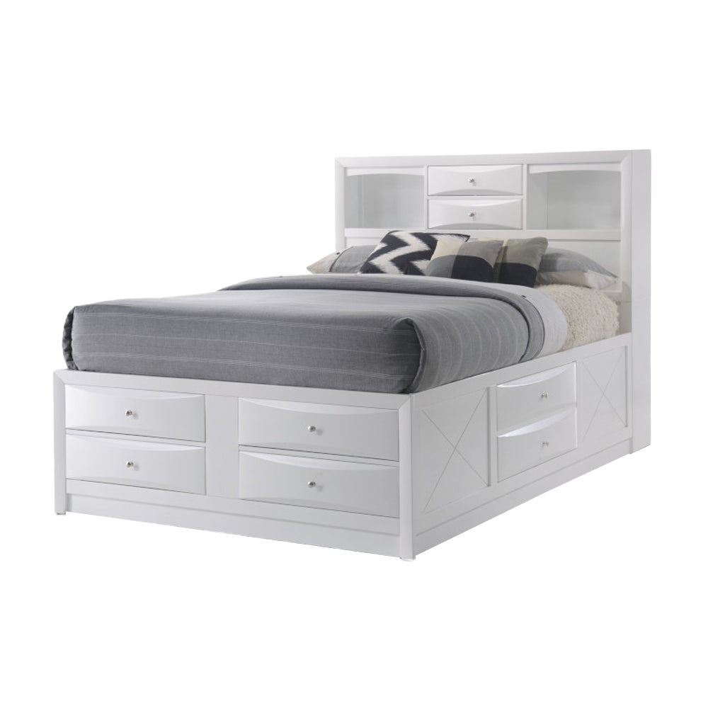 Ireland Queen Bed w/Storage, White