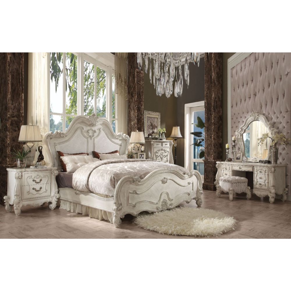 Tiger Versailles Queen Cherry Wood Bed – Traditional Baroque Style with Carved Accents