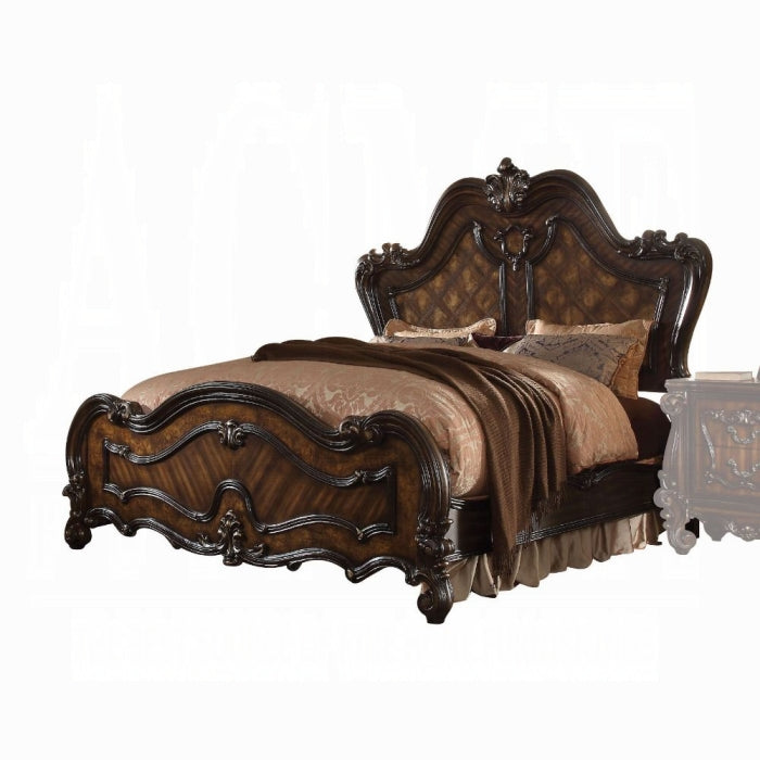 Tiger Versailles Queen Cherry Wood Bed – Traditional Baroque Style with Carved Accents