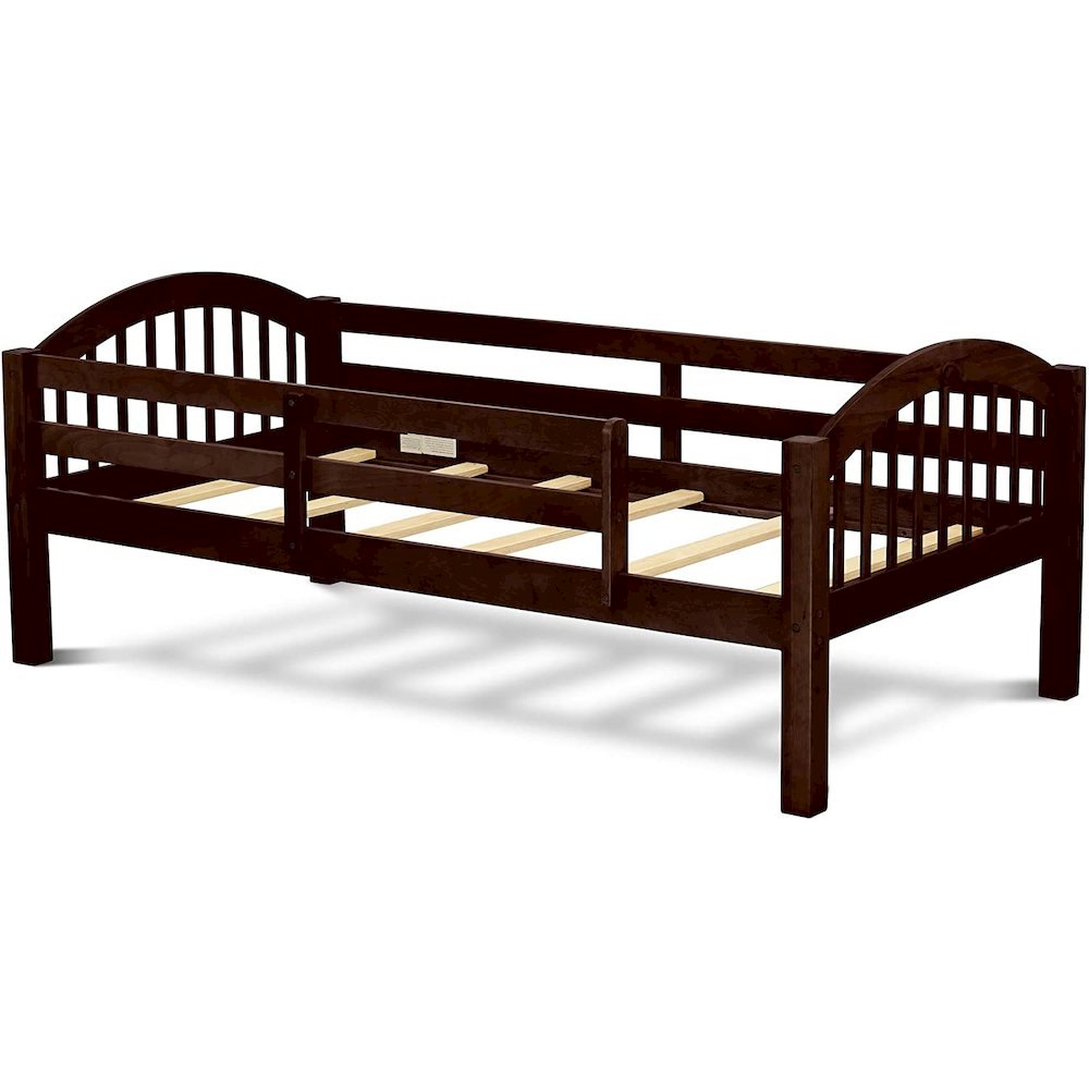Tamarisk Verona Space-Saving Twin Java Solid Wood Bunk Bed Built-In Ladder & Full Guard Rails