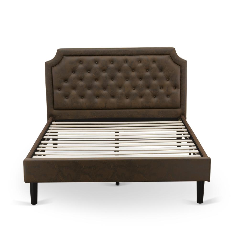 Ohana Astoria Queen Black Upholstered Bed Frame Modern Platform with Wooden Slats & 9-Leg Support