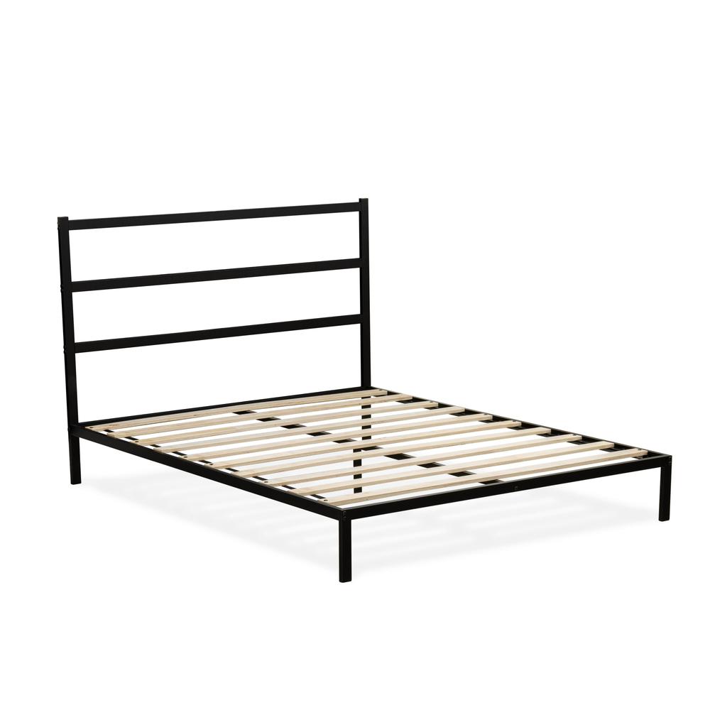 Glover Fulton Queen Black Metal Platform Bed Minimalist Design with 5 Sturdy Legs