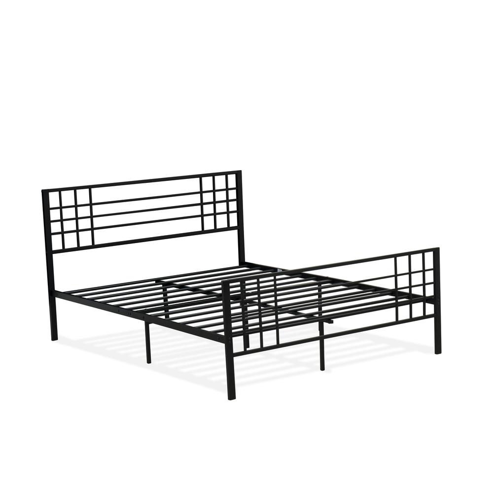 Quinten Tyler Collection Queen Black Powder Coated Platform Bed Metal Frame with Storage Space