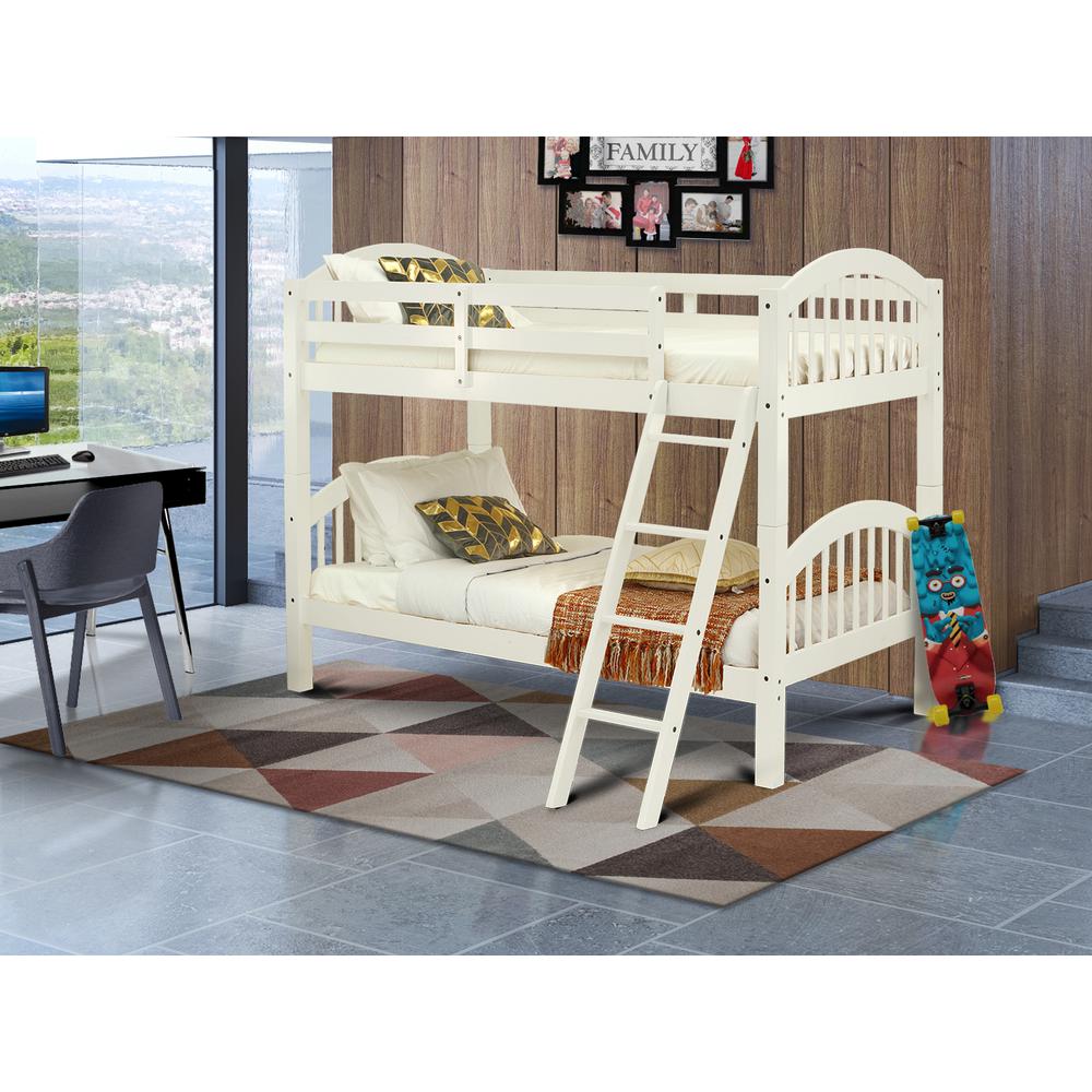 Brookfield Verona Twin Bunk Bed Linen White Rubberwood Kids Furniture Low Profile Safety Design